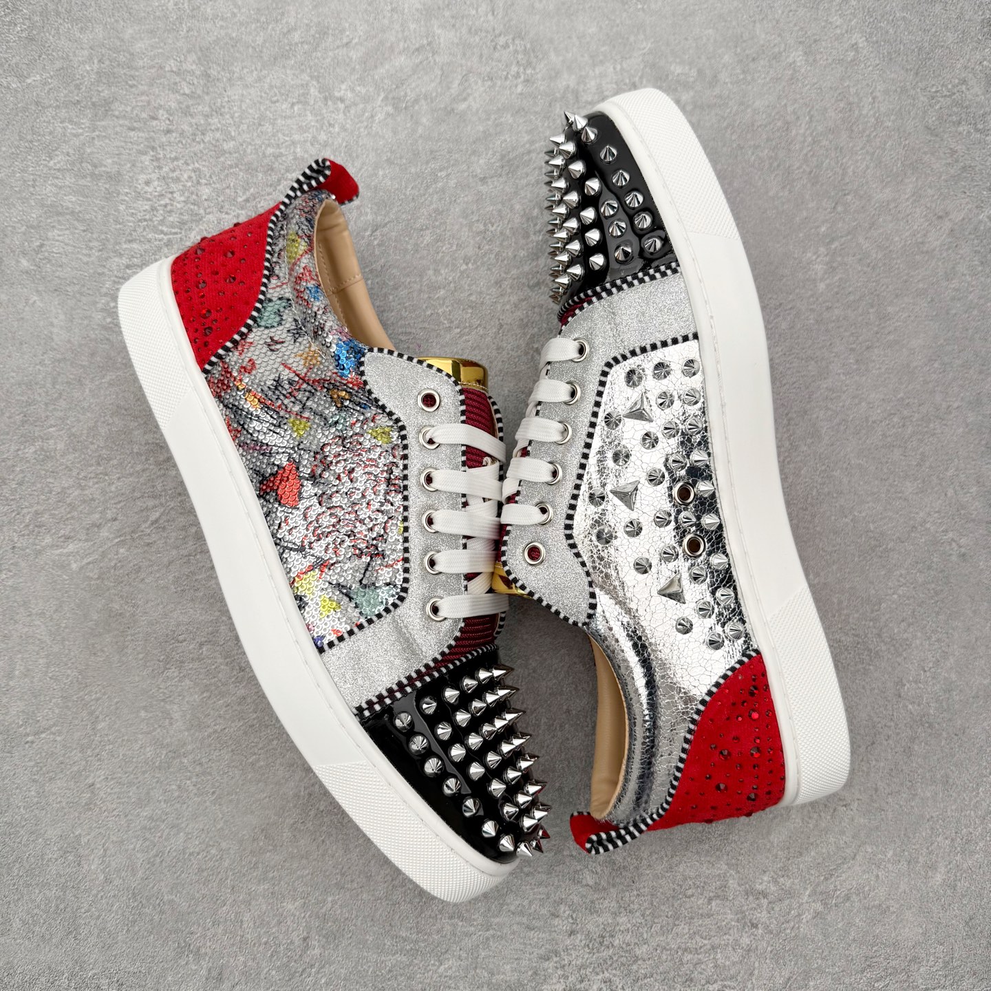 ＃莞产 Christian Louboutin CL（路铂廷） 红底鞋 男鞋低帮红底鞋水钻系带运动休闲板