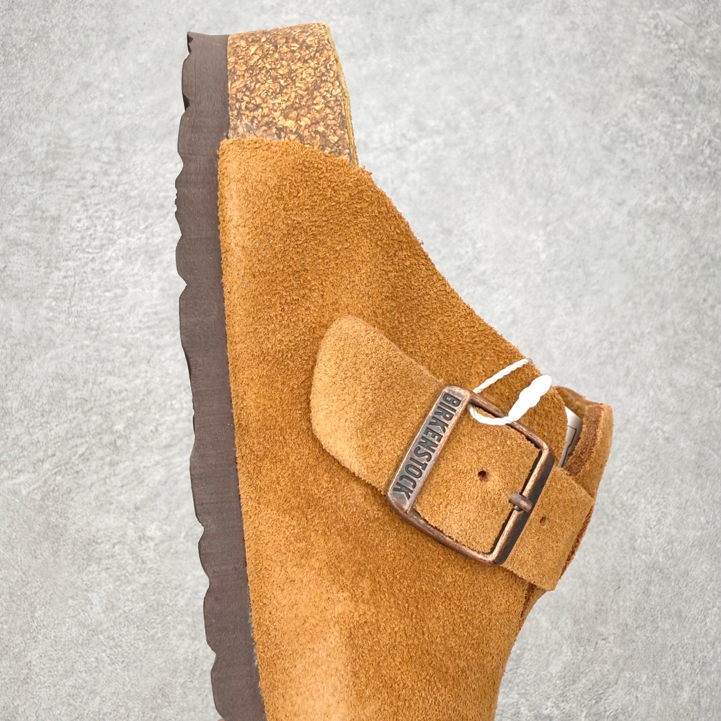 ＃GX Birkenstock Boston VL 勃肯绒面金属针扣软木底包头拖鞋 牛皮绒面革质地柔软 