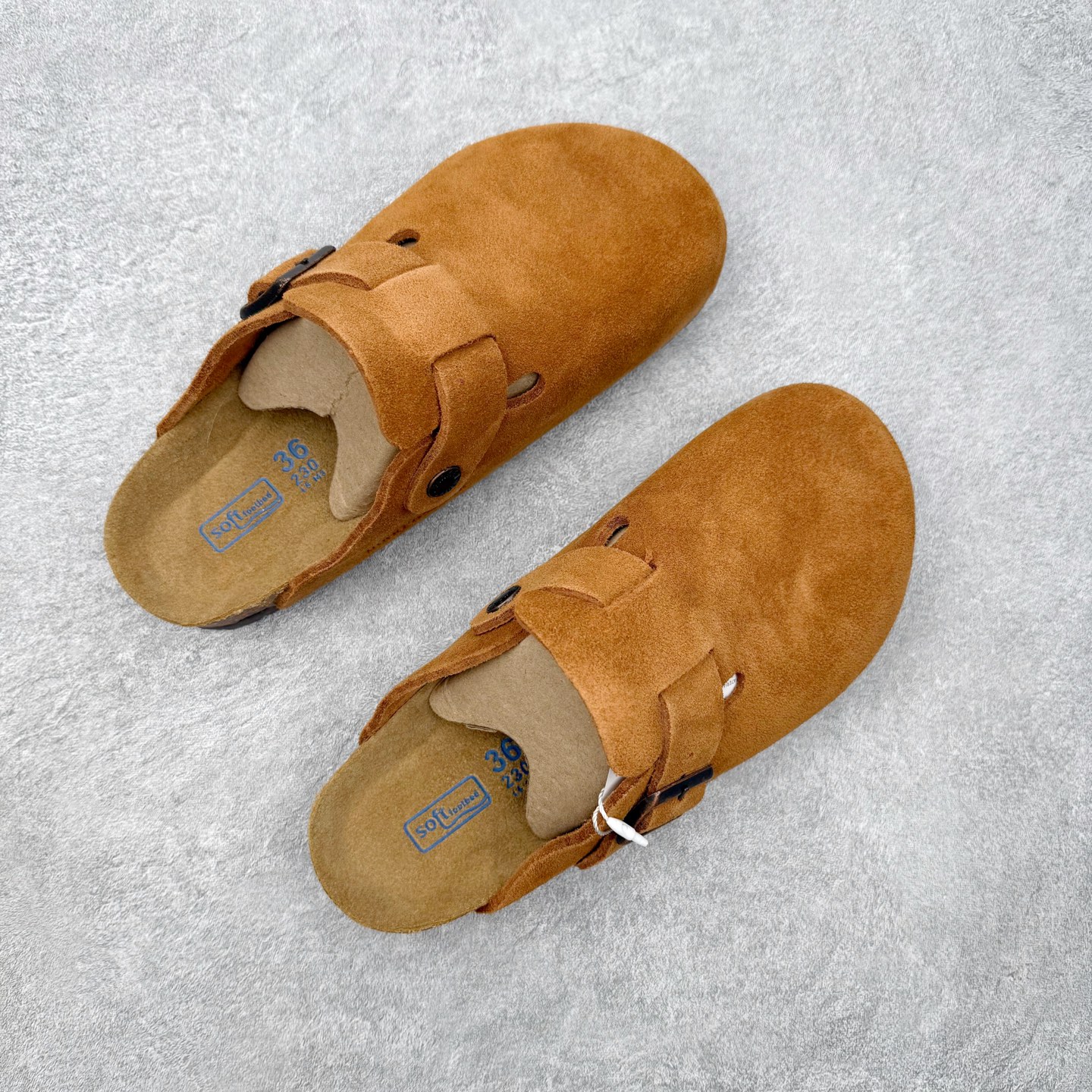 ＃GX Birkenstock Boston VL 勃肯绒面金属针扣软木底包头拖鞋 牛皮绒面革质地柔软 