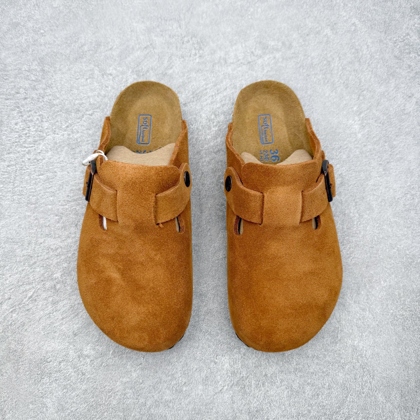 ＃GX Birkenstock Boston VL 勃肯绒面金属针扣软木底包头拖鞋 牛皮绒面革质地柔软 