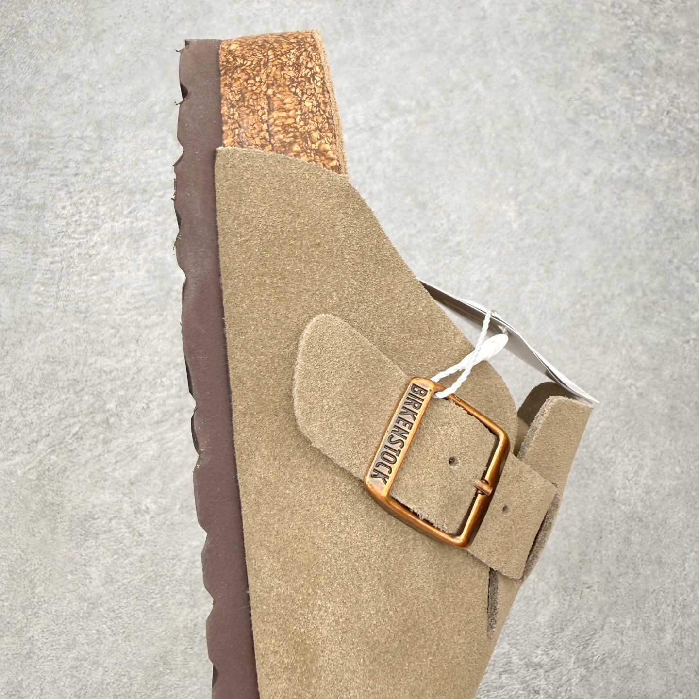 ＃GX Birkenstock Boston VL 勃肯绒面金属针扣软木底包头拖鞋 牛皮绒面革质地柔软 