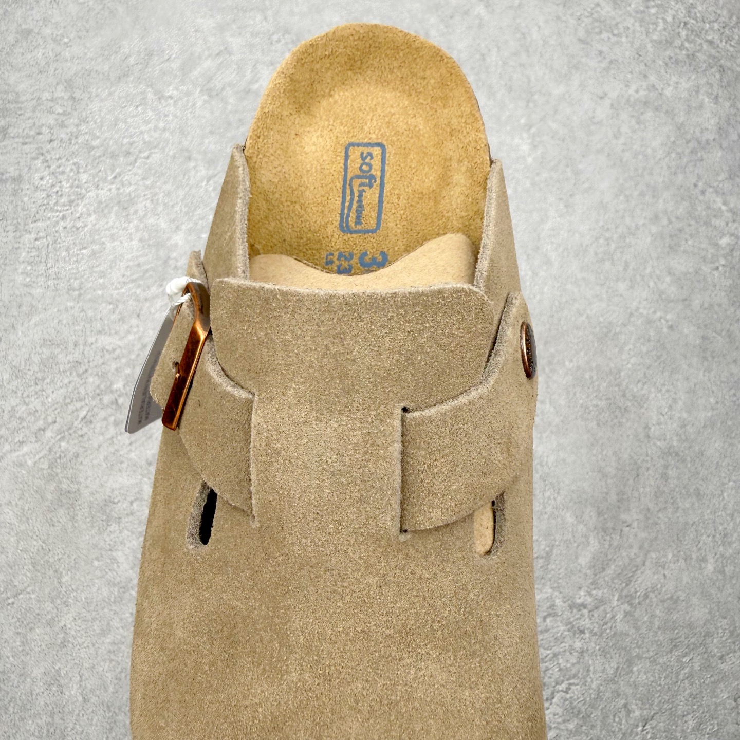 ＃GX Birkenstock Boston VL 勃肯绒面金属针扣软木底包头拖鞋 牛皮绒面革质地柔软 