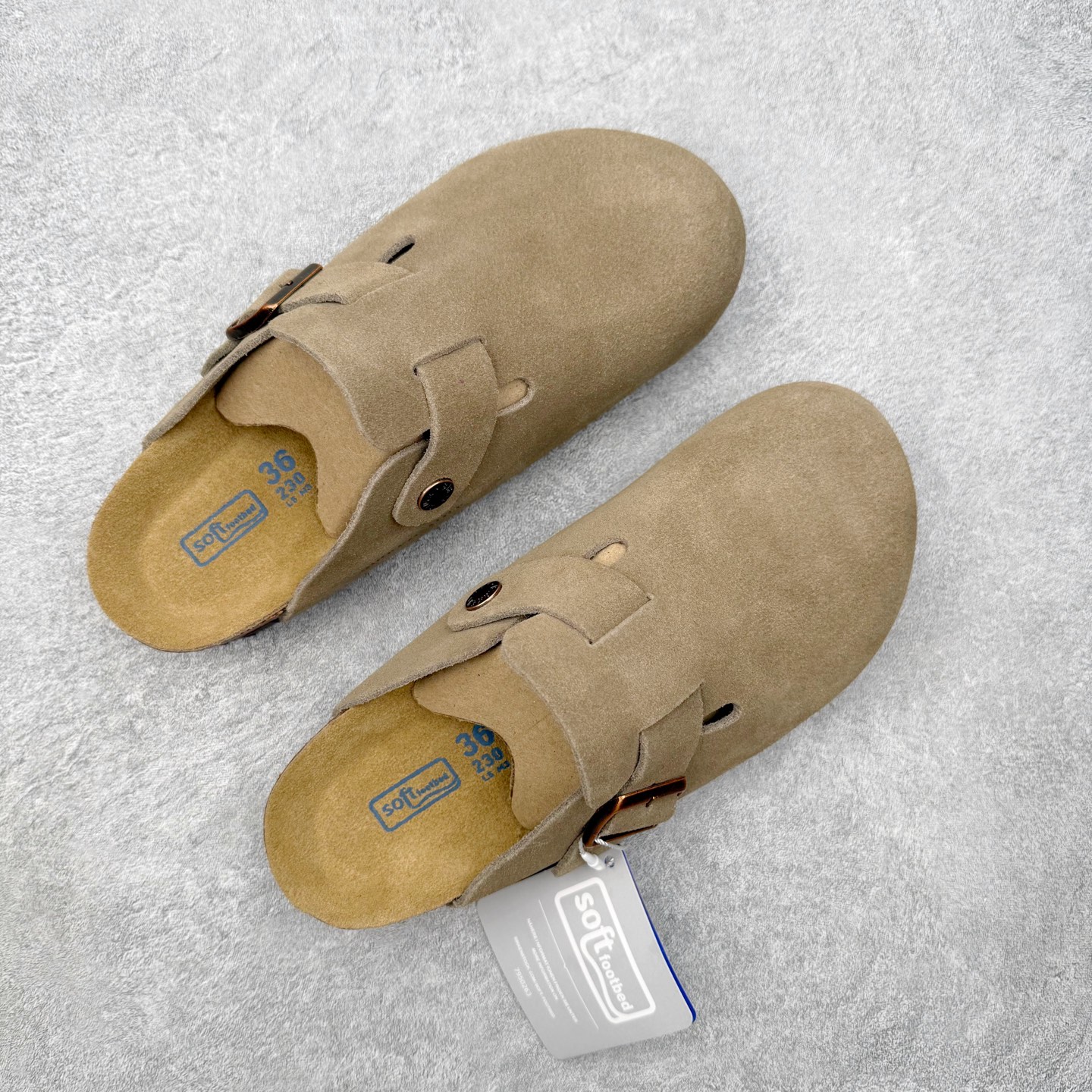 ＃GX Birkenstock Boston VL 勃肯绒面金属针扣软木底包头拖鞋 牛皮绒面革质地柔软 