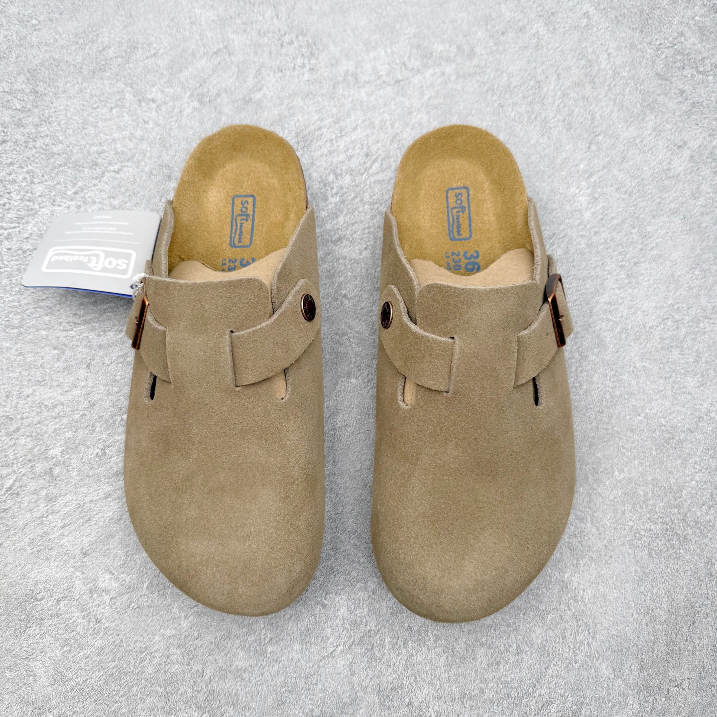 ＃GX Birkenstock Boston VL 勃肯绒面金属针扣软木底包头拖鞋 牛皮绒面革质地柔软 
