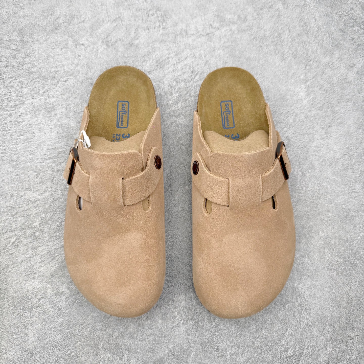 ＃GX Birkenstock Boston VL 勃肯绒面金属针扣软木底包头拖鞋 牛皮绒面革质地柔软 