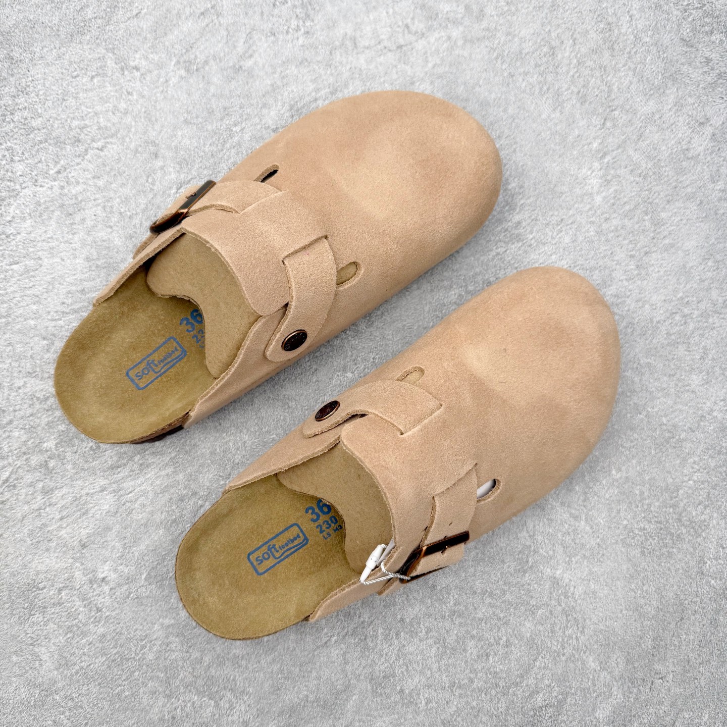 ＃GX Birkenstock Boston VL 勃肯绒面金属针扣软木底包头拖鞋 牛皮绒面革质地柔软 
