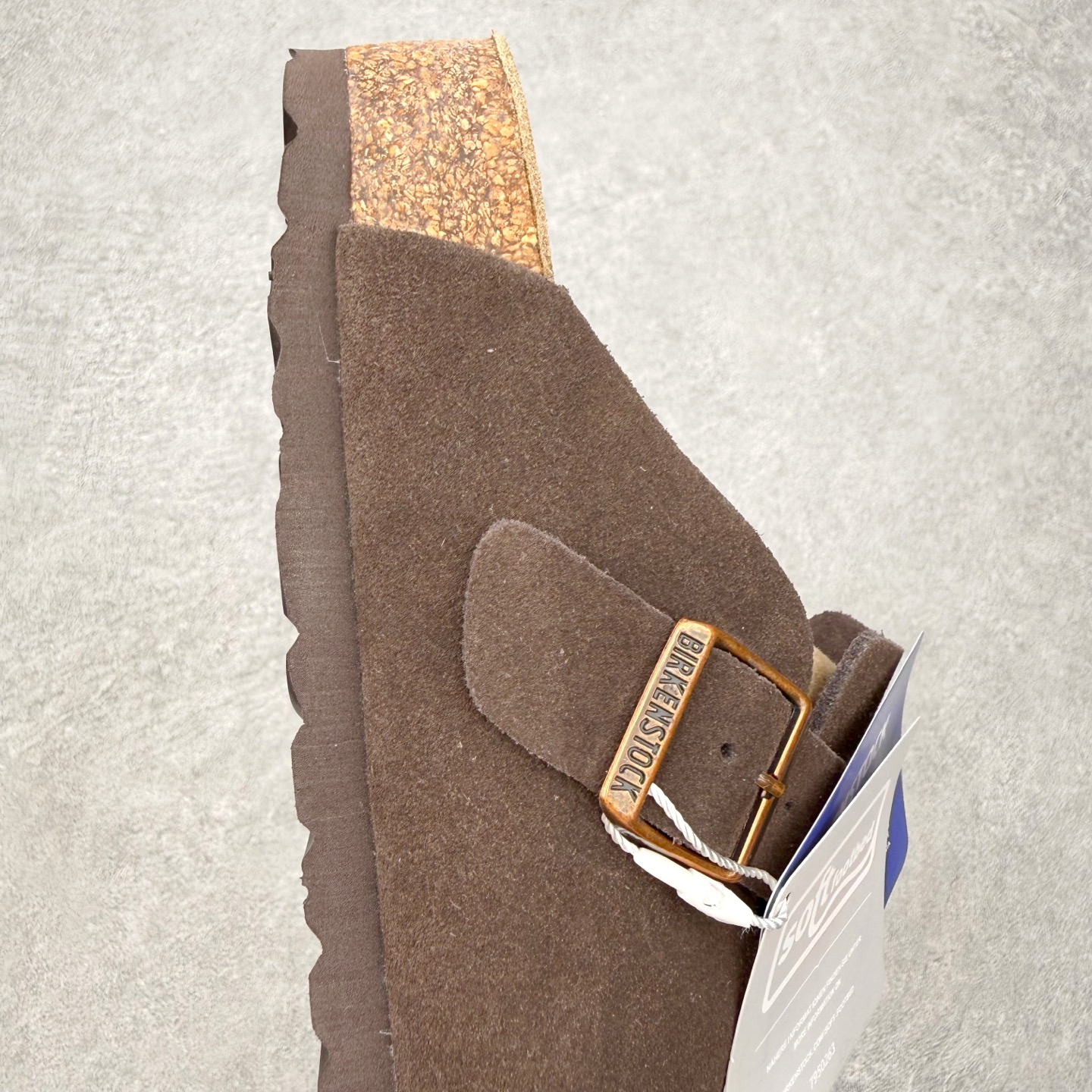 ＃GX Birkenstock Boston VL 勃肯绒面金属针扣软木底包头拖鞋 牛皮绒面革质地柔软 
