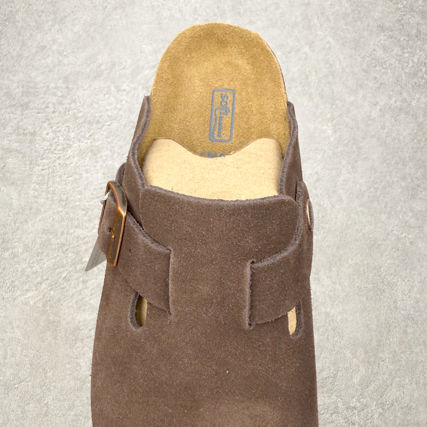 ＃GX Birkenstock Boston VL 勃肯绒面金属针扣软木底包头拖鞋 牛皮绒面革质地柔软 