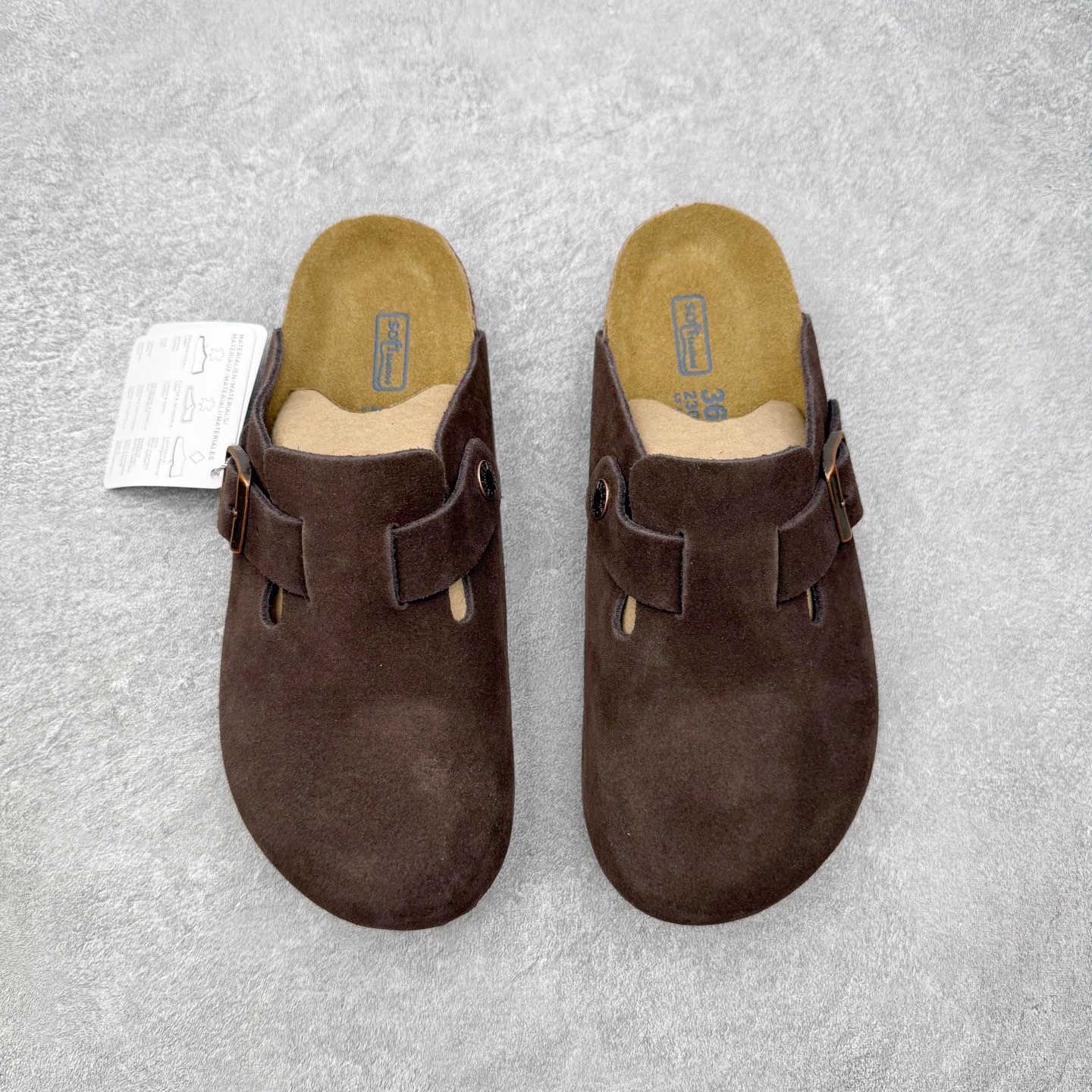 ＃GX Birkenstock Boston VL 勃肯绒面金属针扣软木底包头拖鞋 牛皮绒面革质地柔软 