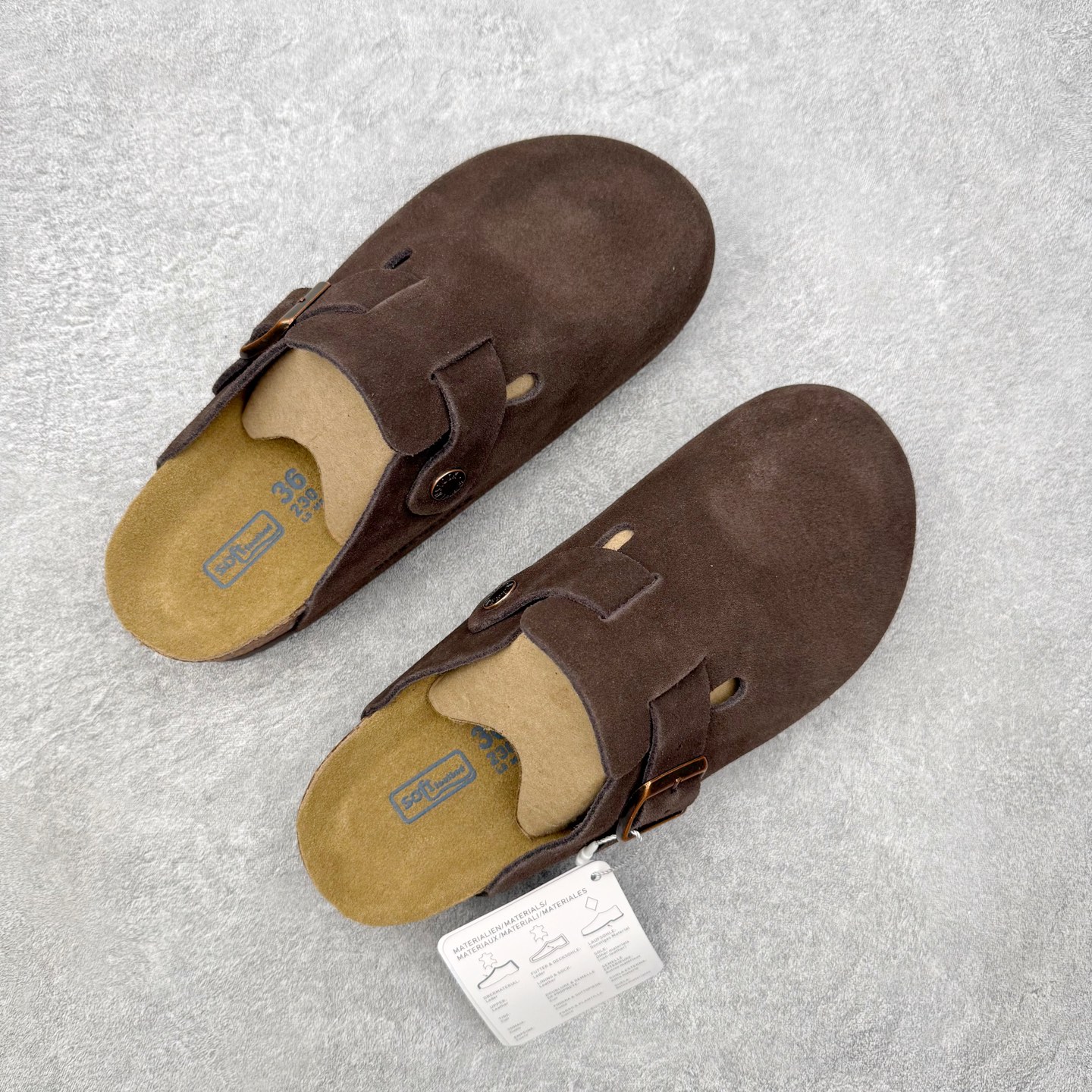 ＃GX Birkenstock Boston VL 勃肯绒面金属针扣软木底包头拖鞋 牛皮绒面革质地柔软 