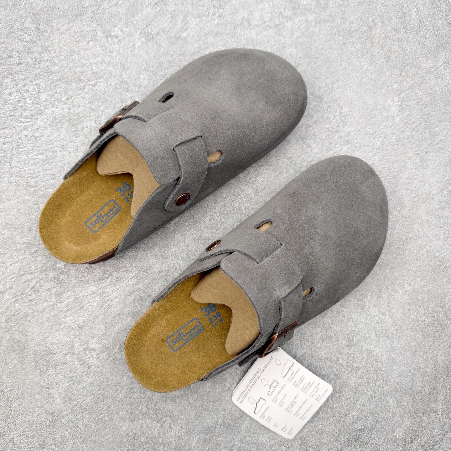 ＃GX Birkenstock Boston VL 勃肯绒面金属针扣软木底包头拖鞋 牛皮绒面革质地柔软 