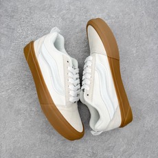 Vans Knu Skool 米白生胶万斯低帮复古休闲胖胖面包鞋肥胖版大LOGO原版全皮猪八面料货号:V Vans Knu Skool 米白生胶万斯低帮复古休闲胖胖面包鞋肥胖版大LOGO原版全皮猪八面料货号:V