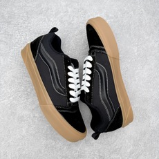 Vans Knu Skool 黑生胶万斯低帮复古休闲胖胖面包鞋肥胖版大LOGO原版全皮猪八面料货号:VN Vans Knu Skool 黑生胶万斯低帮复古休闲胖胖面包鞋肥胖版大LOGO原版全皮猪八面料货号:VN
