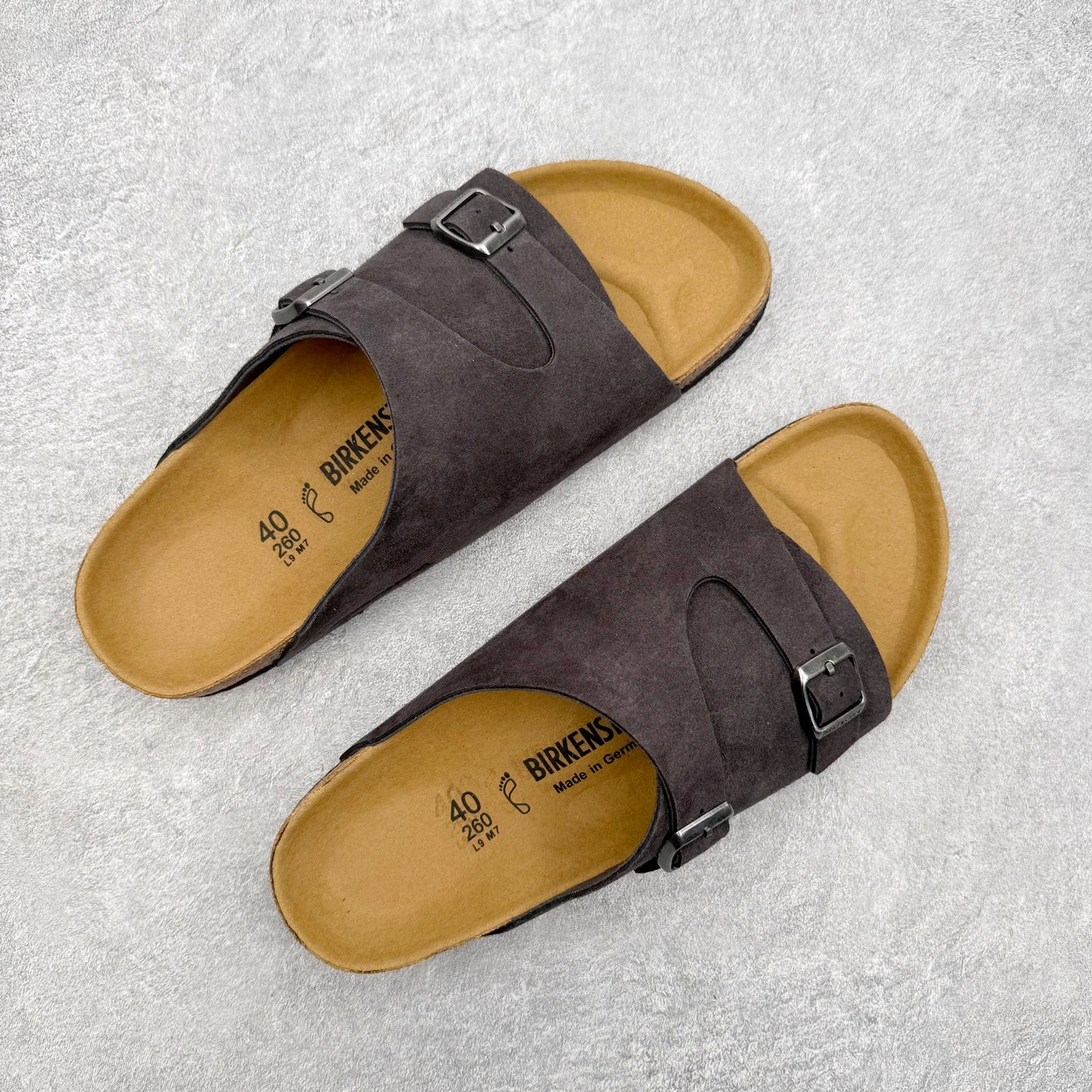 Birkenstock Kyoto 勃肯牛皮绒面革单扣 EVA 防臭一字拖鞋 男女同款 牛皮绒面革质地柔