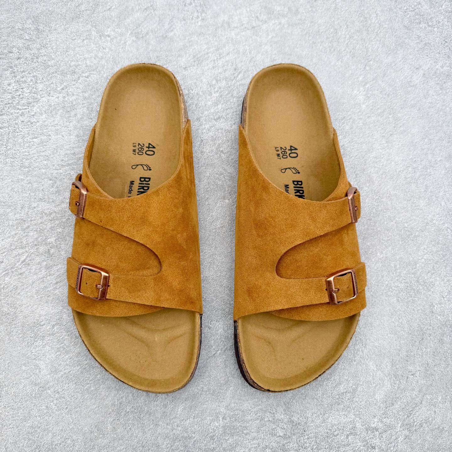 Birkenstock Kyoto 勃肯牛皮绒面革单扣 EVA 防臭一字拖鞋 男女同款 牛皮绒面革质地柔