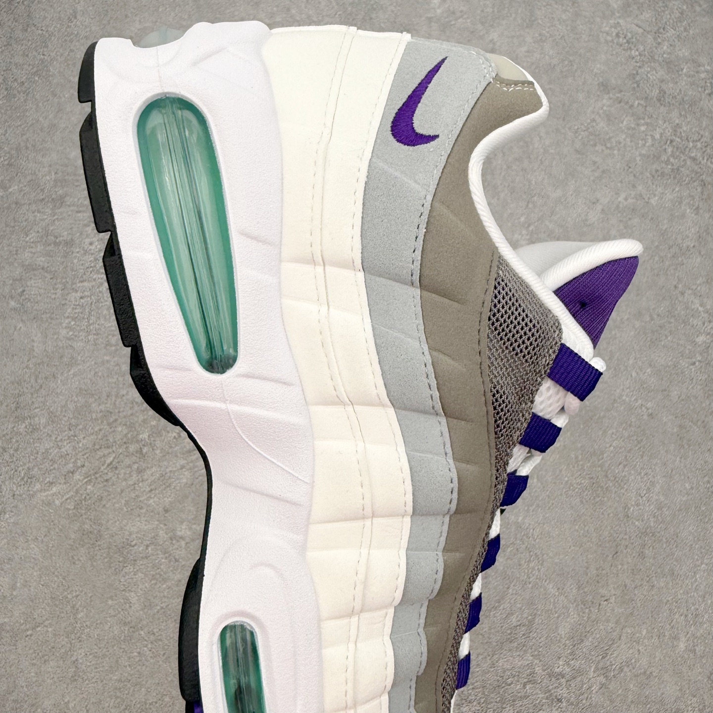 ＃KZ神版 NK Air Max 95 OG 舒适百搭耐磨低帮气垫休闲跑步鞋 白紫 HJ5996-100