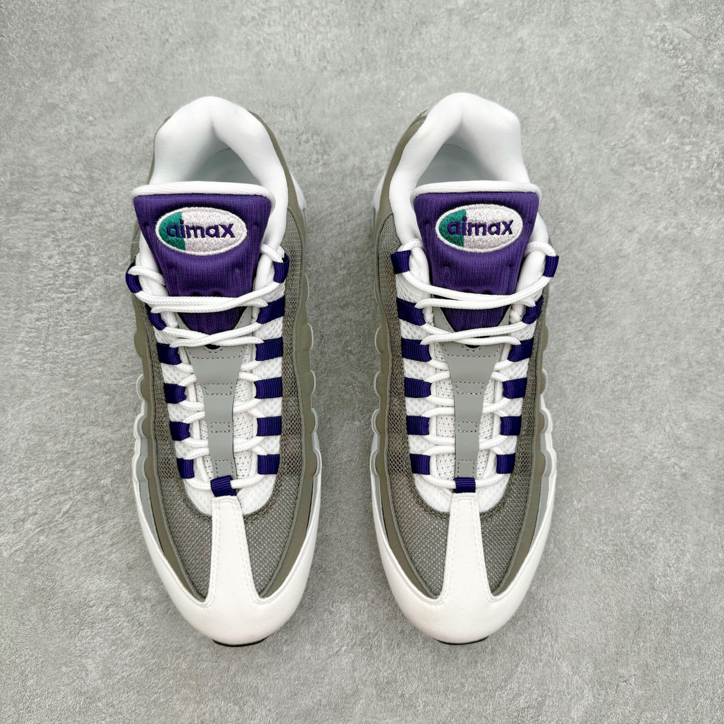 ＃KZ神版 NK Air Max 95 OG 舒适百搭耐磨低帮气垫休闲跑步鞋 白紫 HJ5996-100