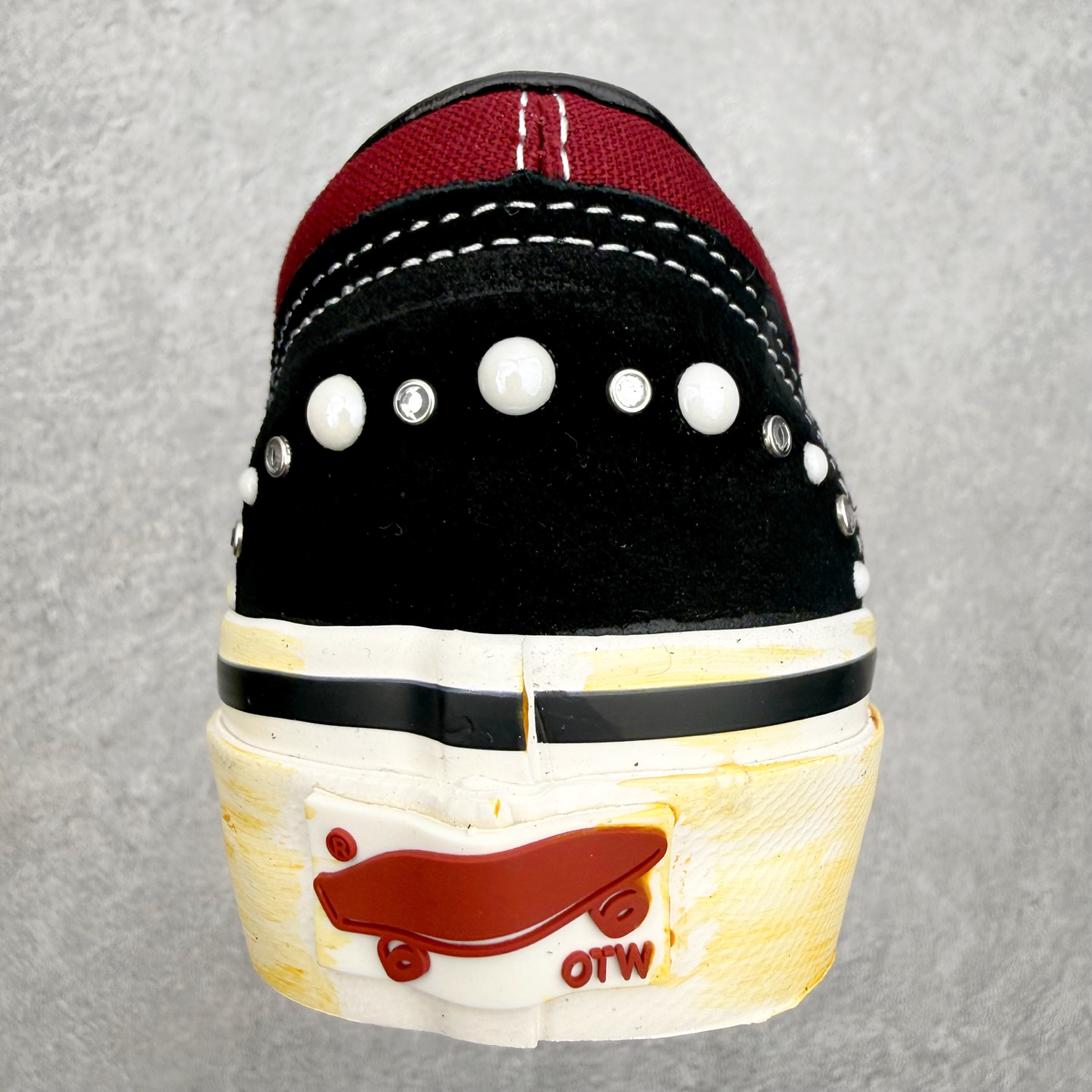 SATOSHI NAKAMOTO x OTW By Vans Old Skool酒红珍珠铆钉 做旧复古休