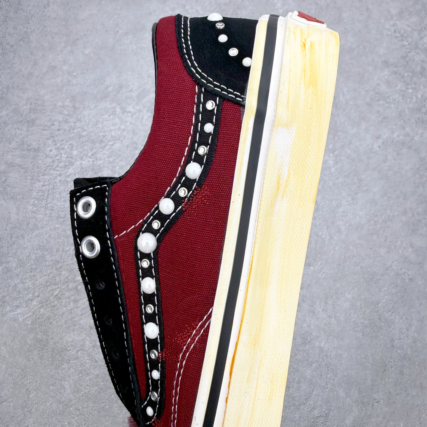 SATOSHI NAKAMOTO x OTW By Vans Old Skool酒红珍珠铆钉 做旧复古休
