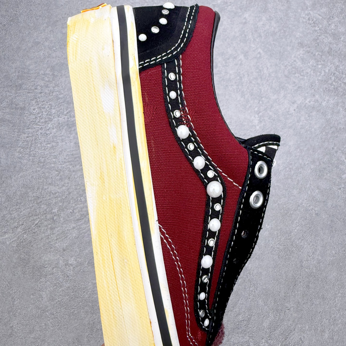 SATOSHI NAKAMOTO x OTW By Vans Old Skool酒红珍珠铆钉 做旧复古休