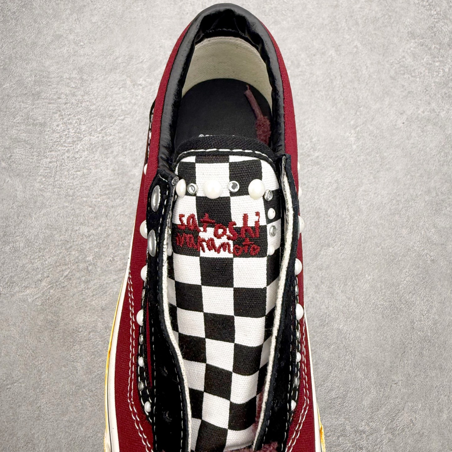 SATOSHI NAKAMOTO x OTW By Vans Old Skool酒红珍珠铆钉 做旧复古休