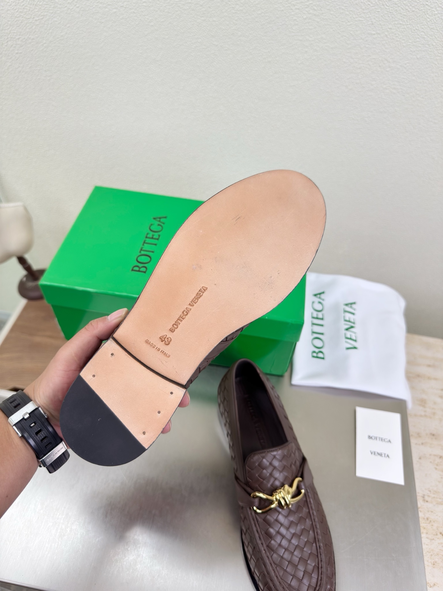 高版本出厂 男码+10 Bottega Veneta/BV F065 2026ss新款真皮手工编织 金色