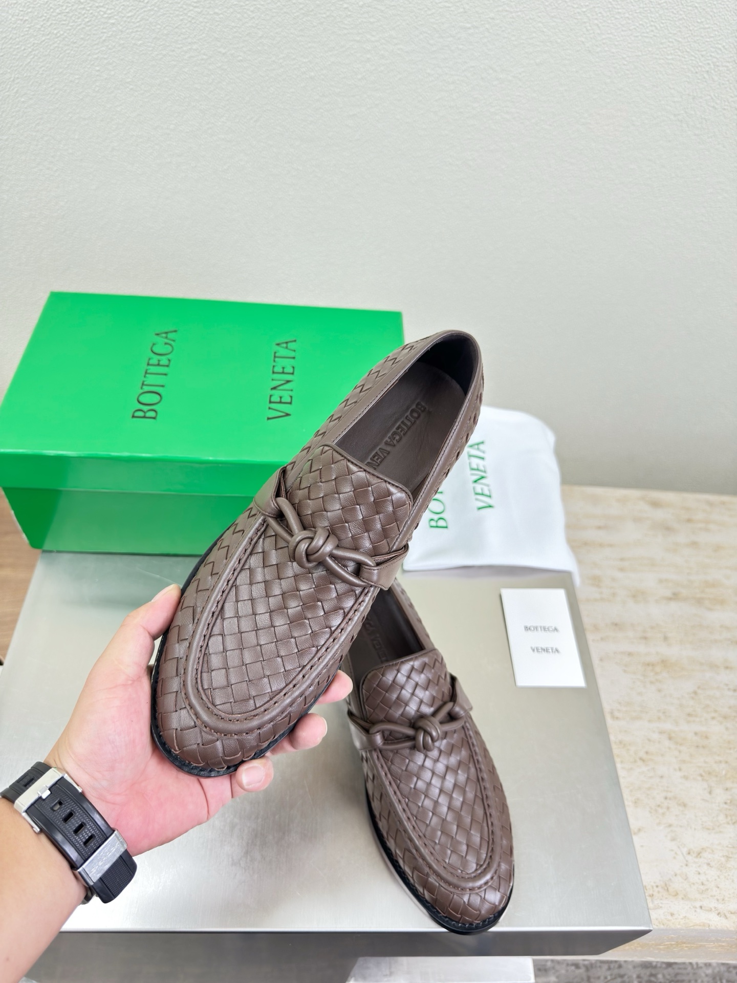 高版本出厂 男码+10 Bottega Veneta/BV F065 2026ss新款真皮手工编织 金色