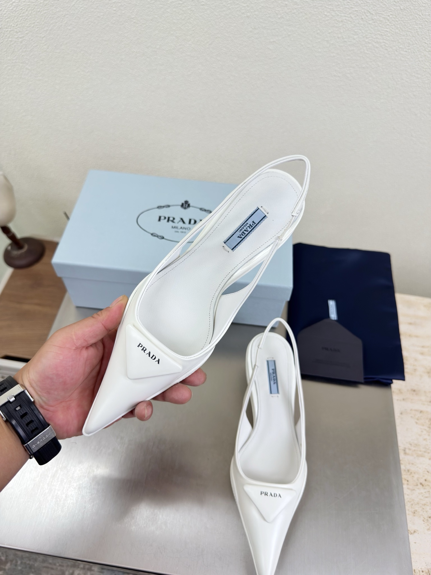 Prada Style White Leather Women's Shoes style reference detail image 7 from source 784751