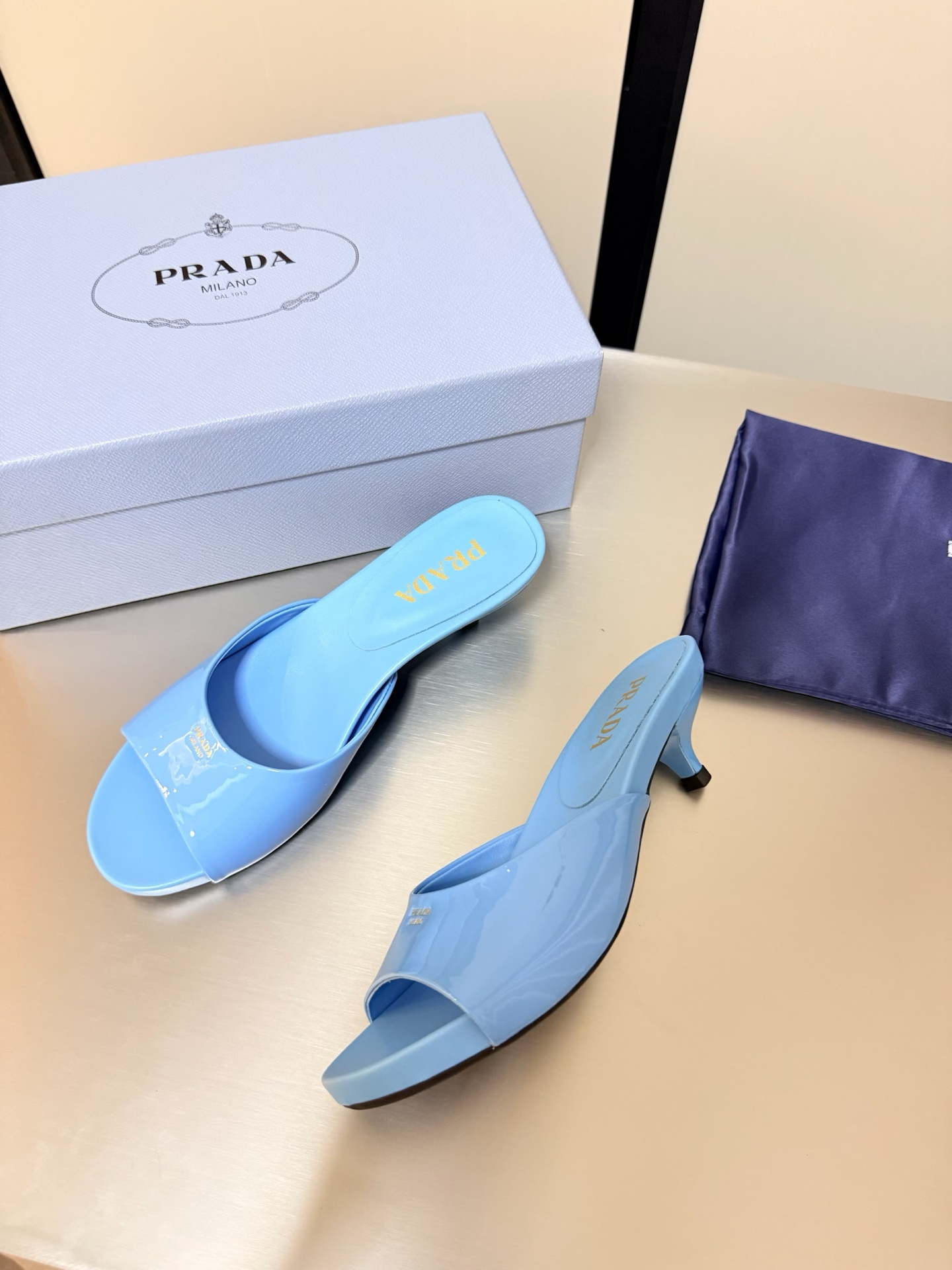 Prada Style Blue Leather Women's Shoes Lookbook Reference image 2