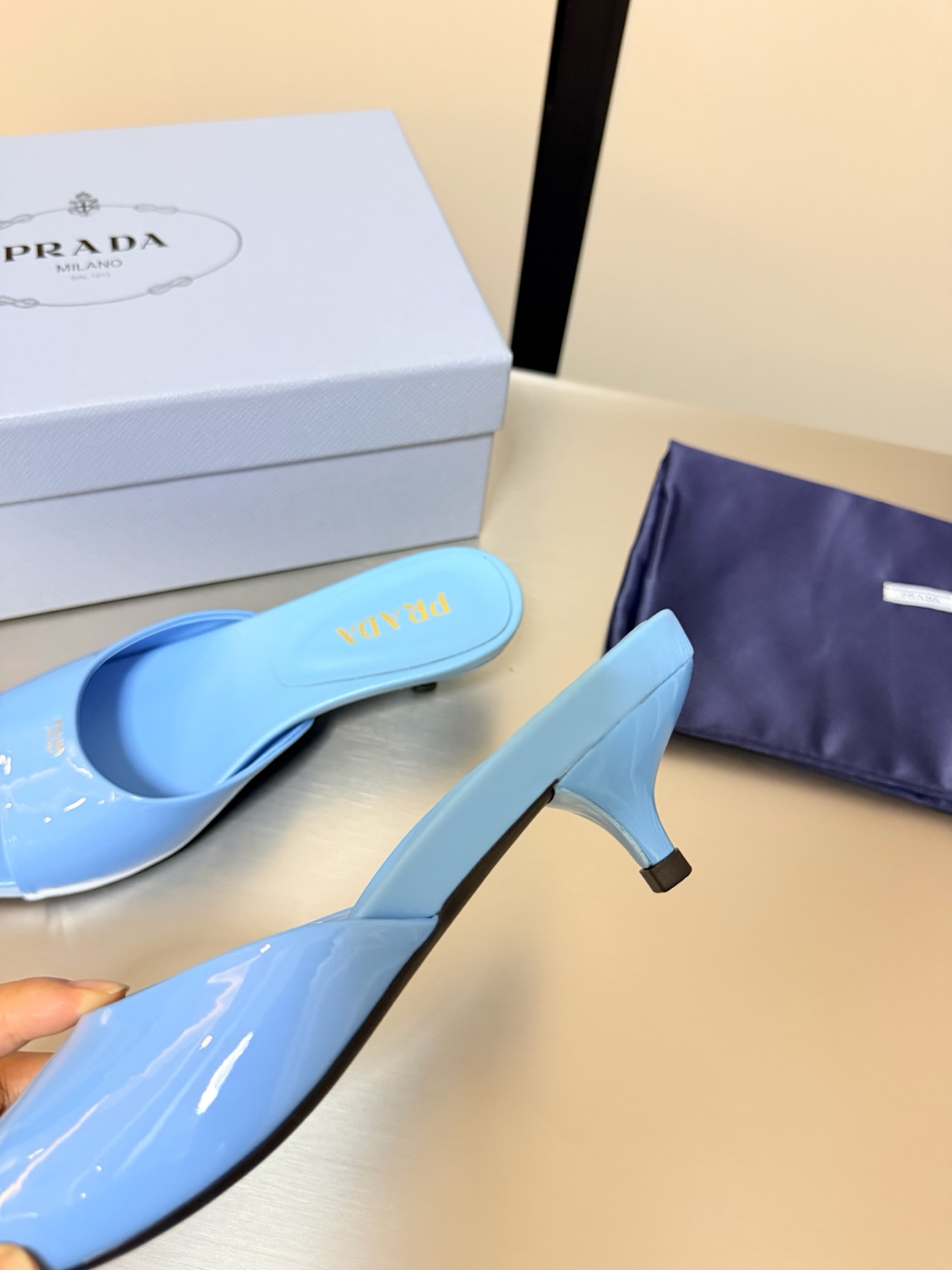 Prada Style Blue Leather Women's Shoes style reference detail image 7 from source 784763