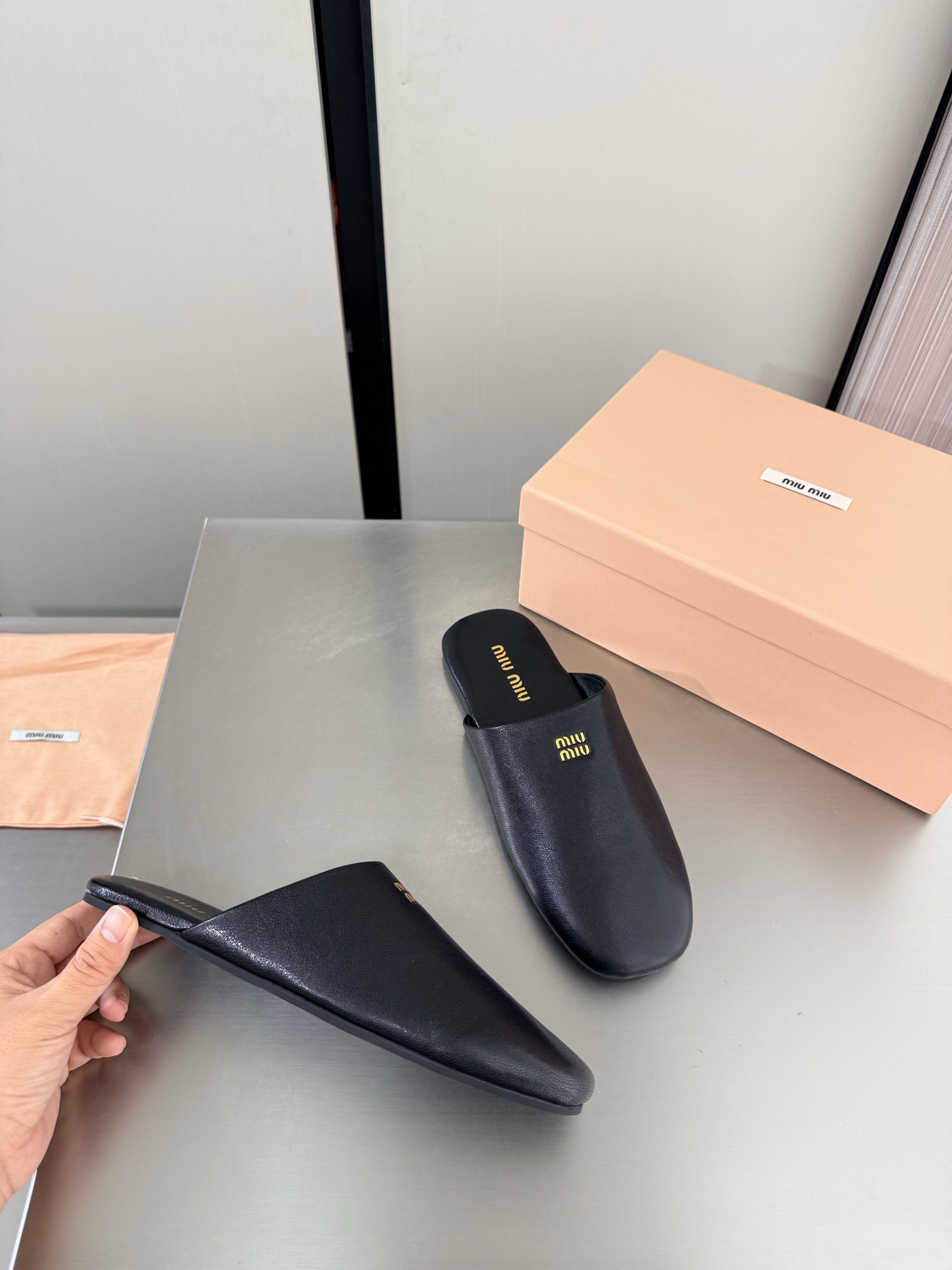 Miu Miu Leather Flat Mules