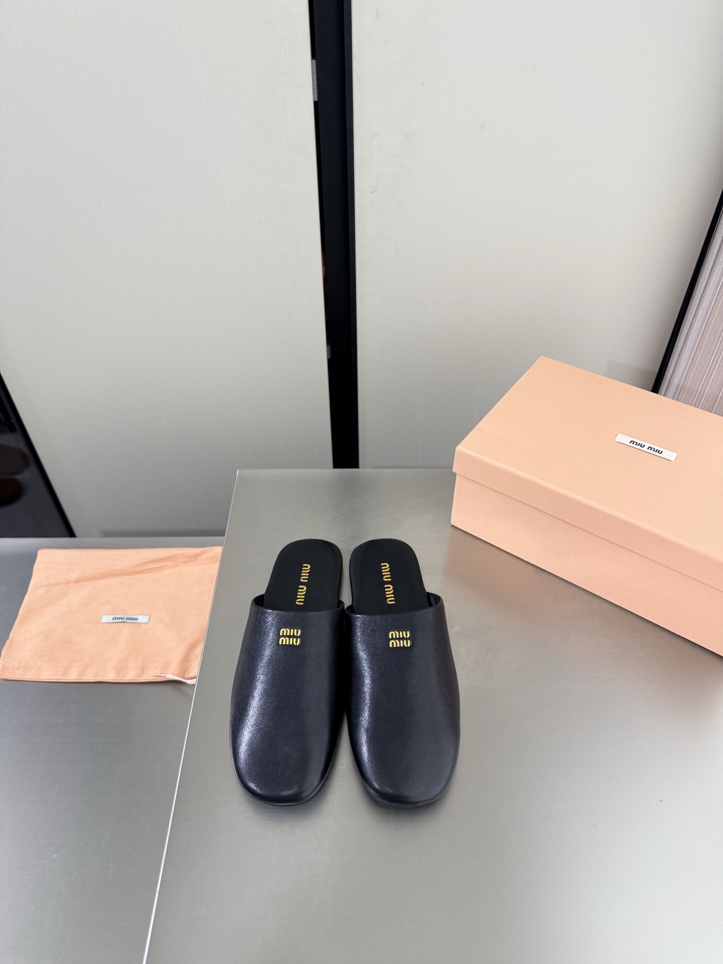 Miu Miu Leather Flat Mules