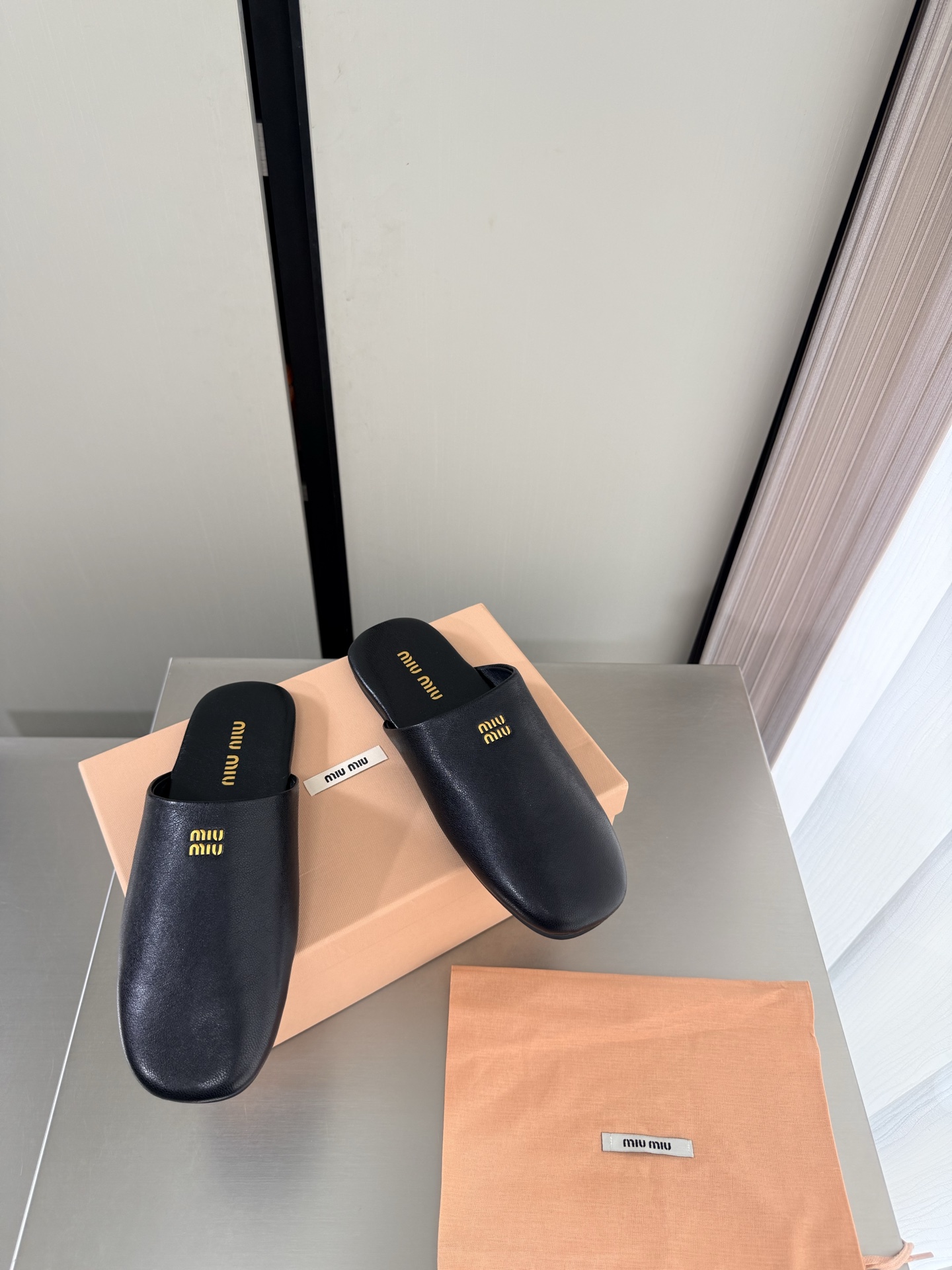 Miu Miu Leather Flat Mules
