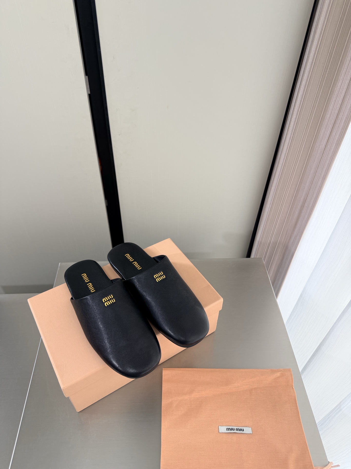 Miu Miu Leather Flat Mules