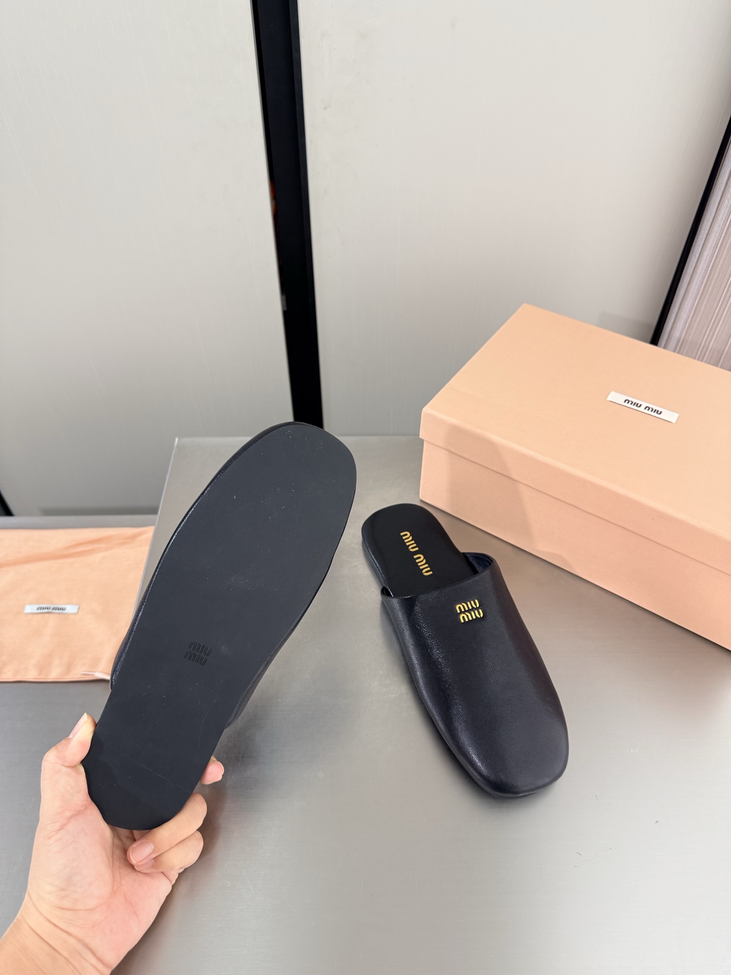Miu Miu Leather Flat Mules
