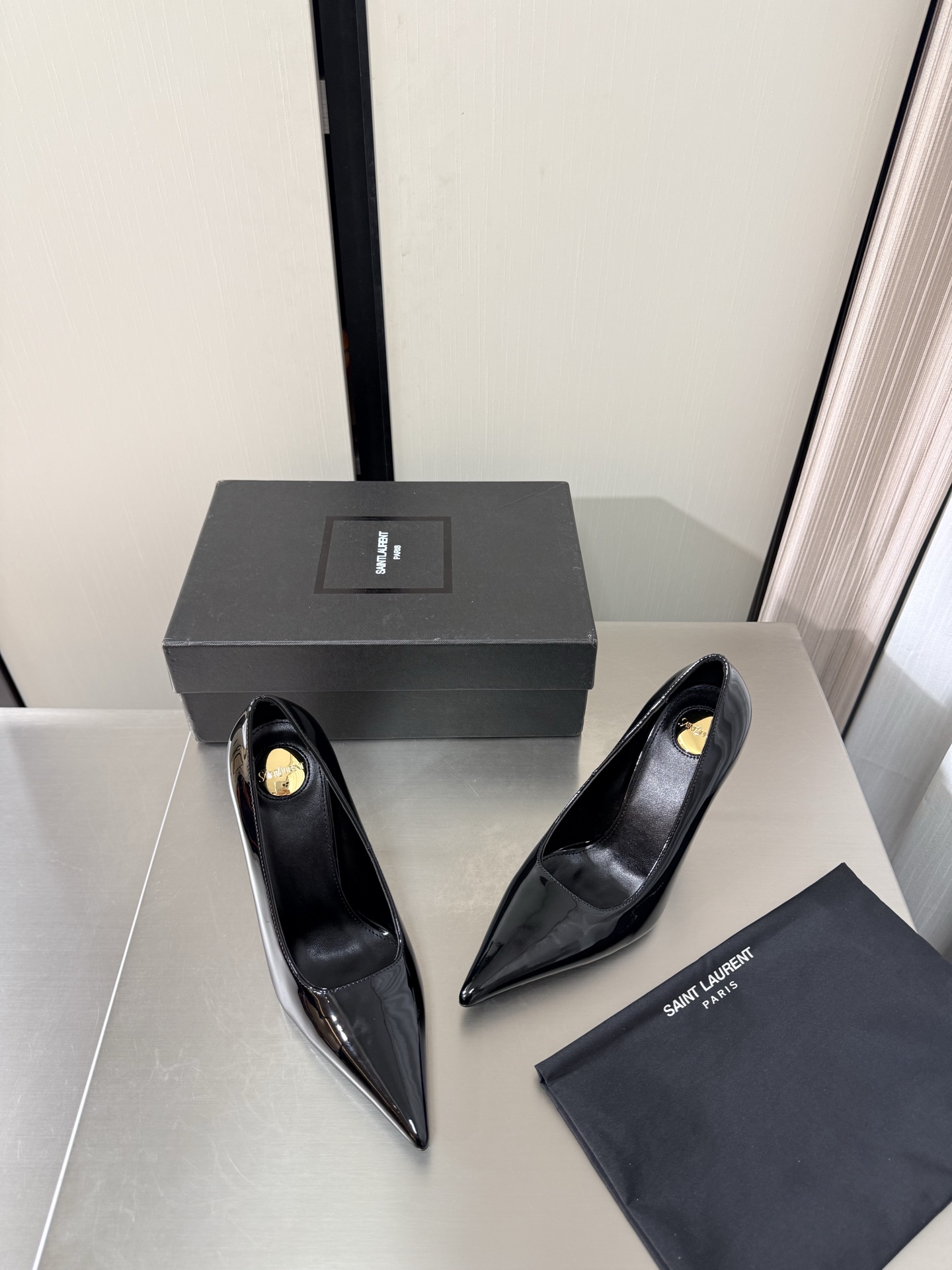 YSL Black Patent Pointed Toe Pumps