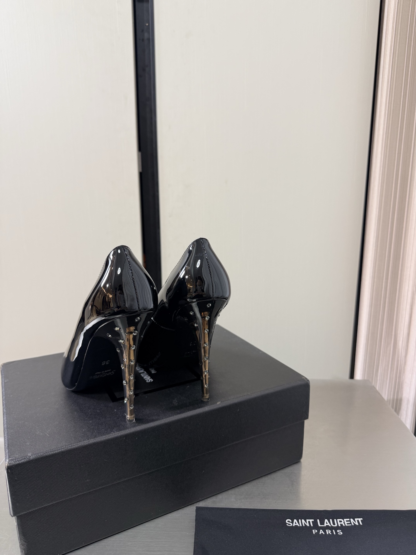 YSL Black Patent Pointed Toe Pumps