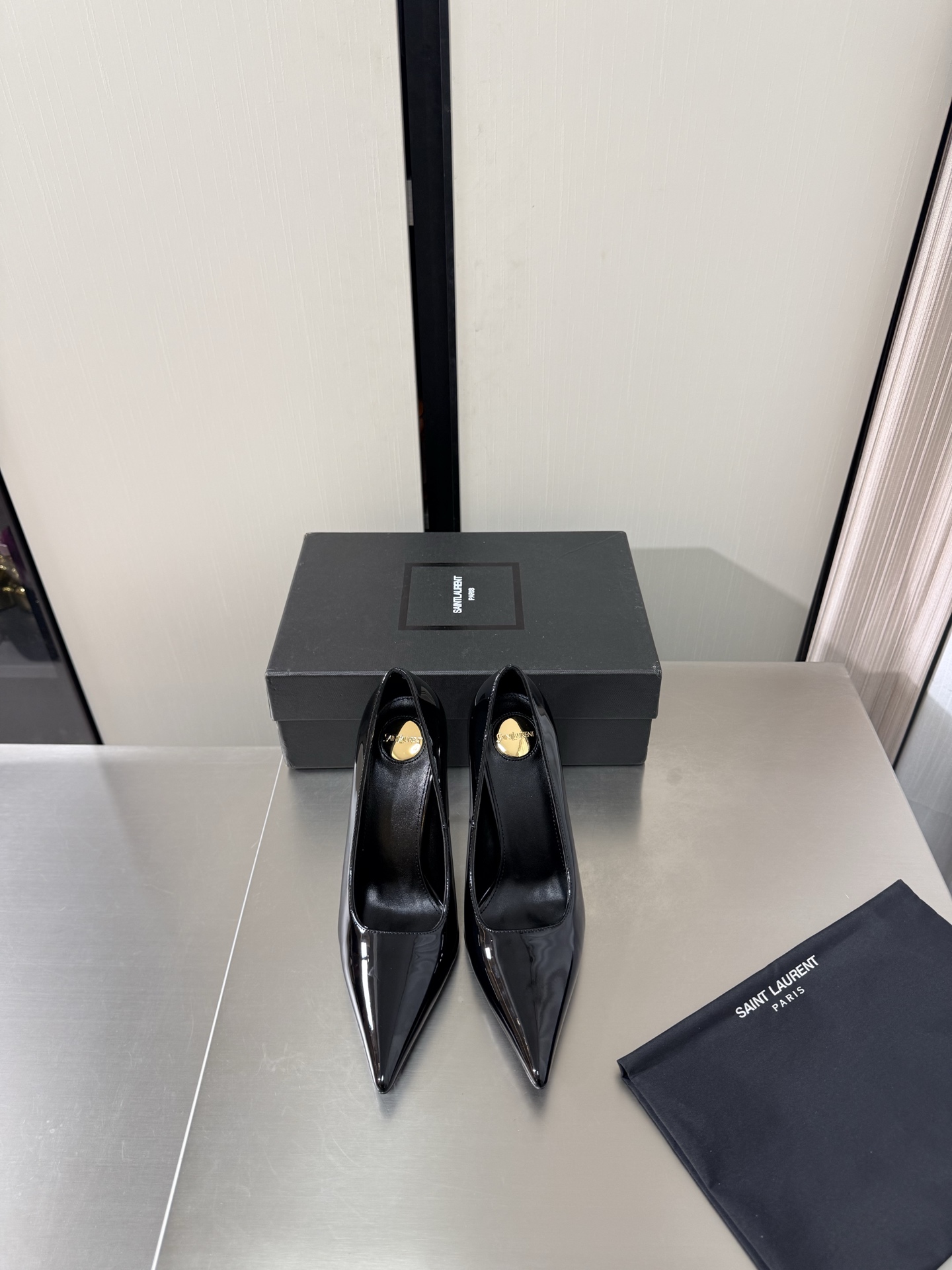 YSL Black Patent Pointed Toe Pumps