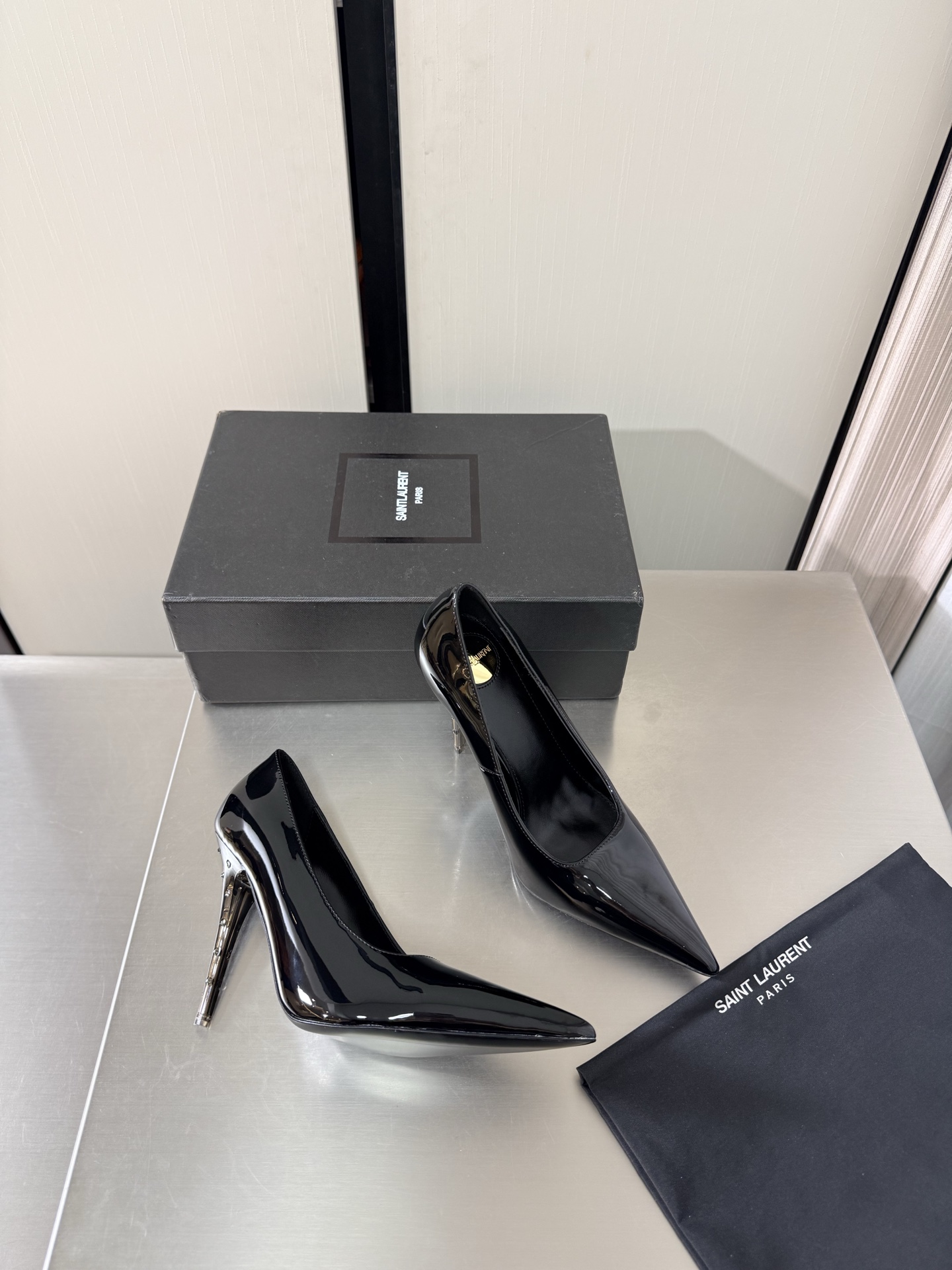 YSL Black Patent Pointed Toe Pumps