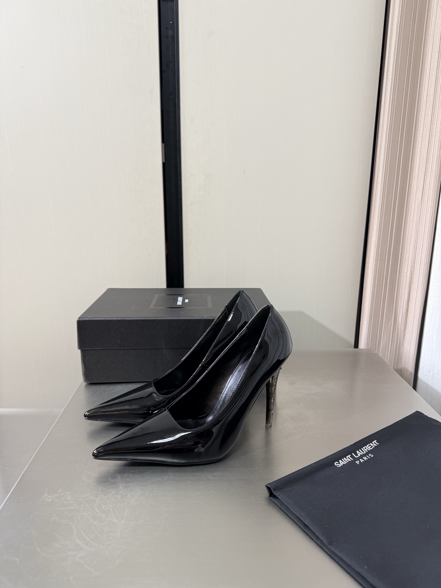 YSL Black Patent Pointed Toe Pumps