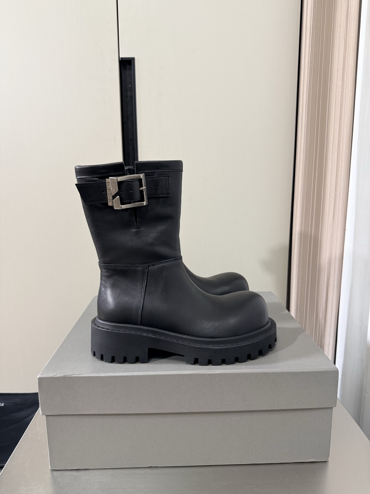 Balenciaga Chunky Buckle Mid-Calf Boots
