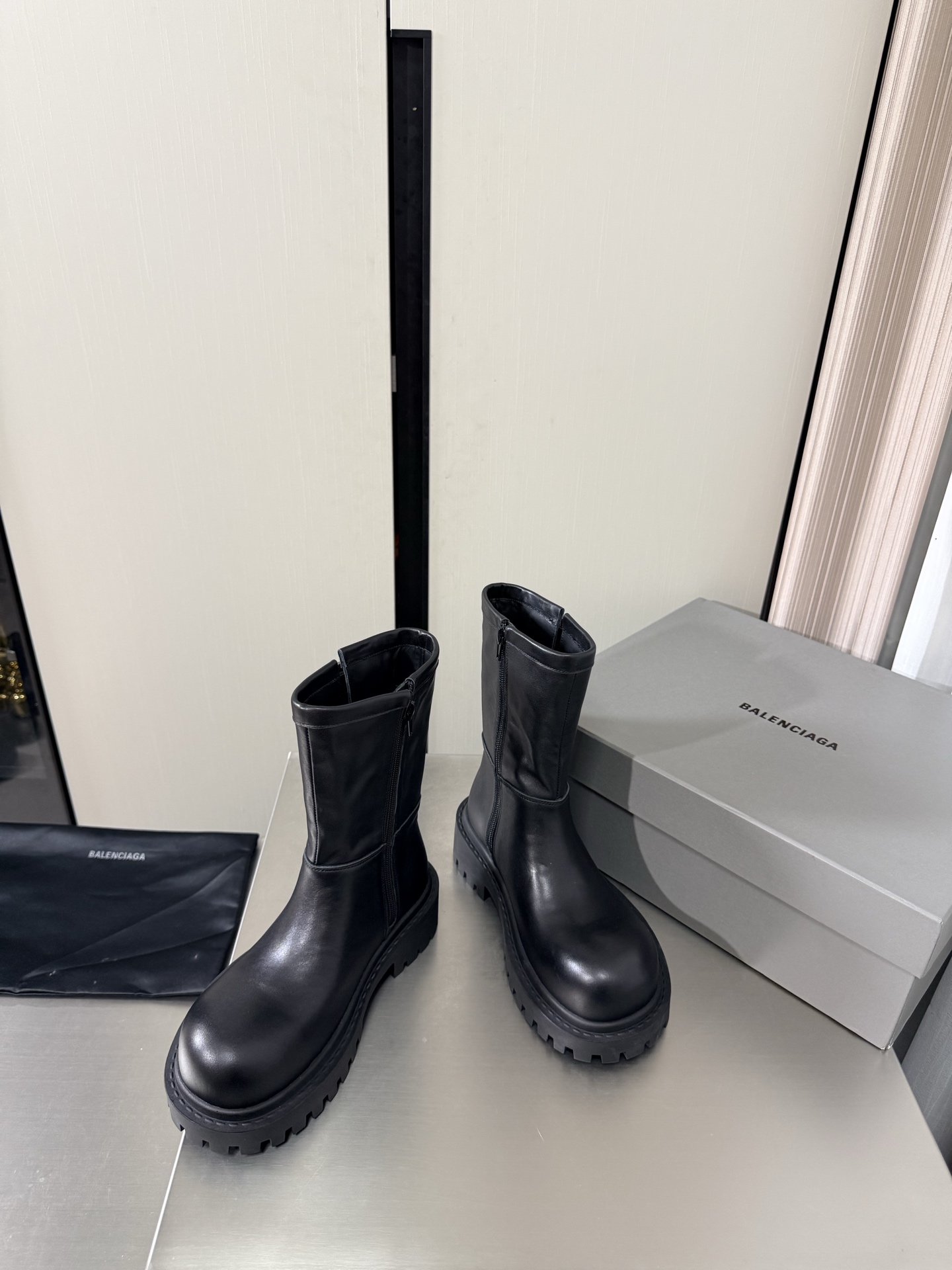 Balenciaga Chunky Buckle Mid-Calf Boots