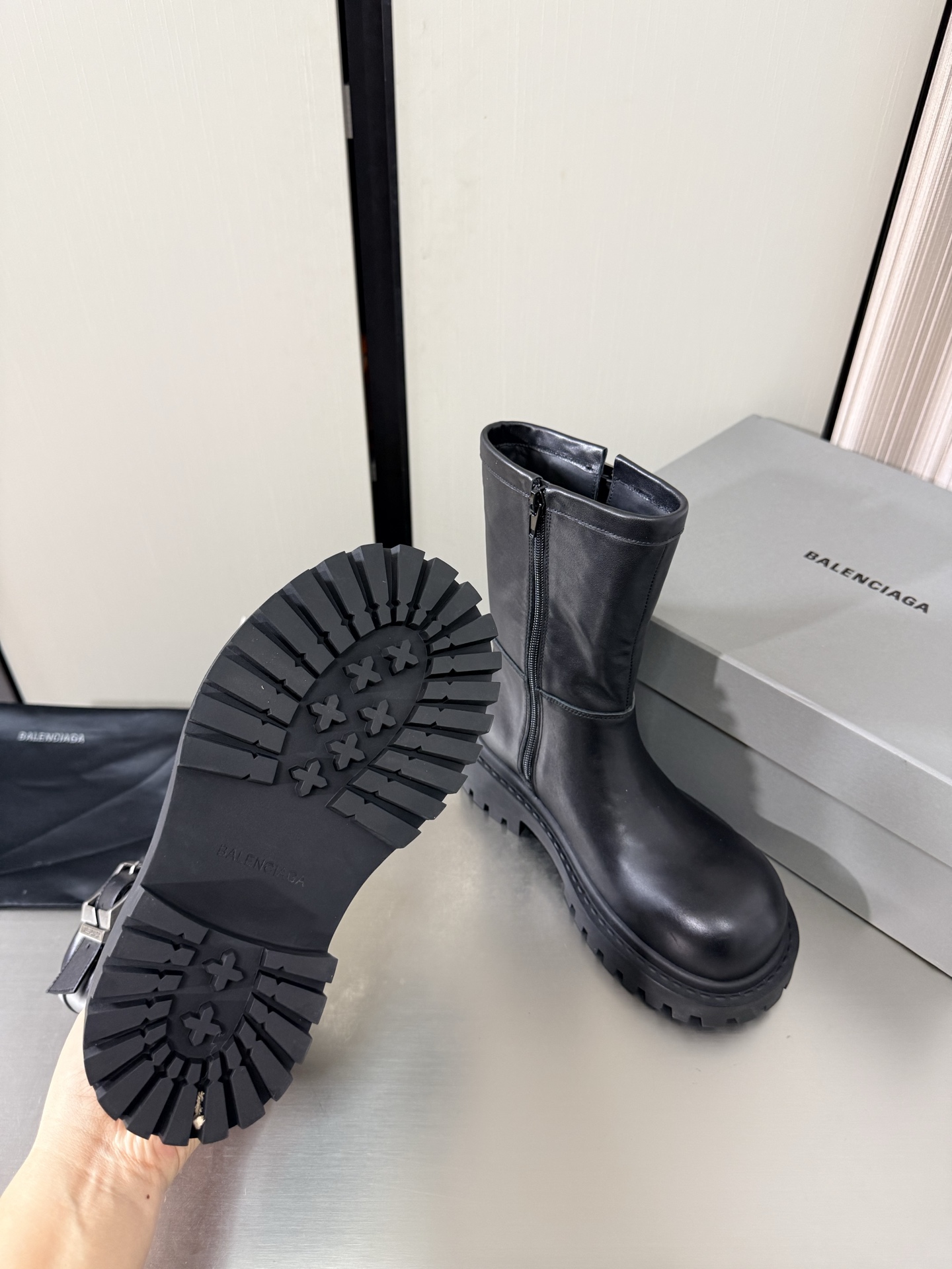 Balenciaga Chunky Buckle Mid-Calf Boots