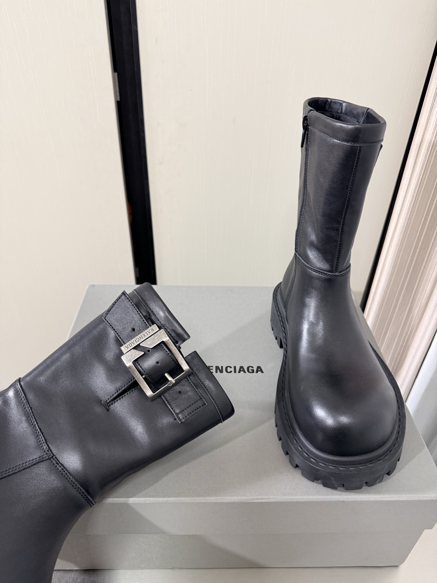 Balenciaga Chunky Buckle Mid-Calf Boots