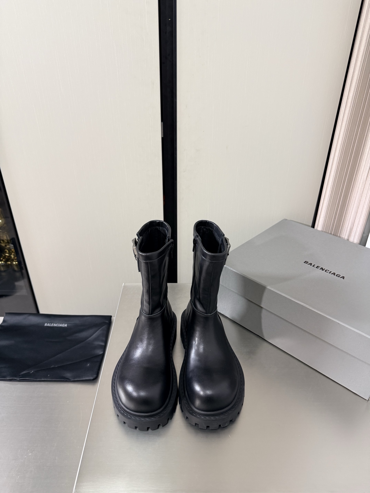 Balenciaga Chunky Buckle Mid-Calf Boots