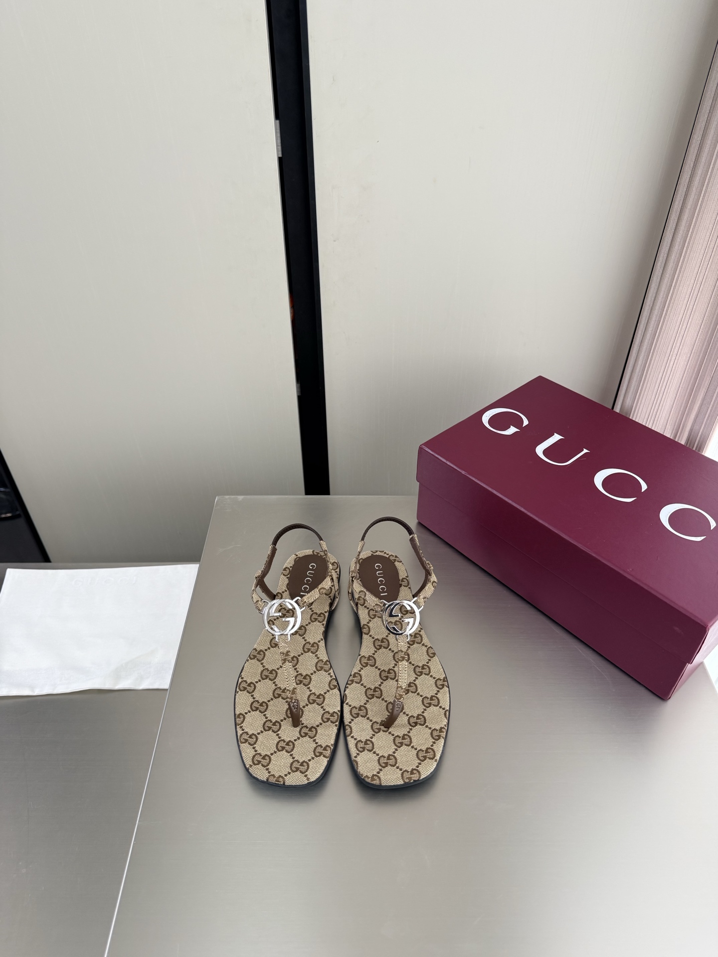 Gucci GG Canvas Thong Back Strap Sandals