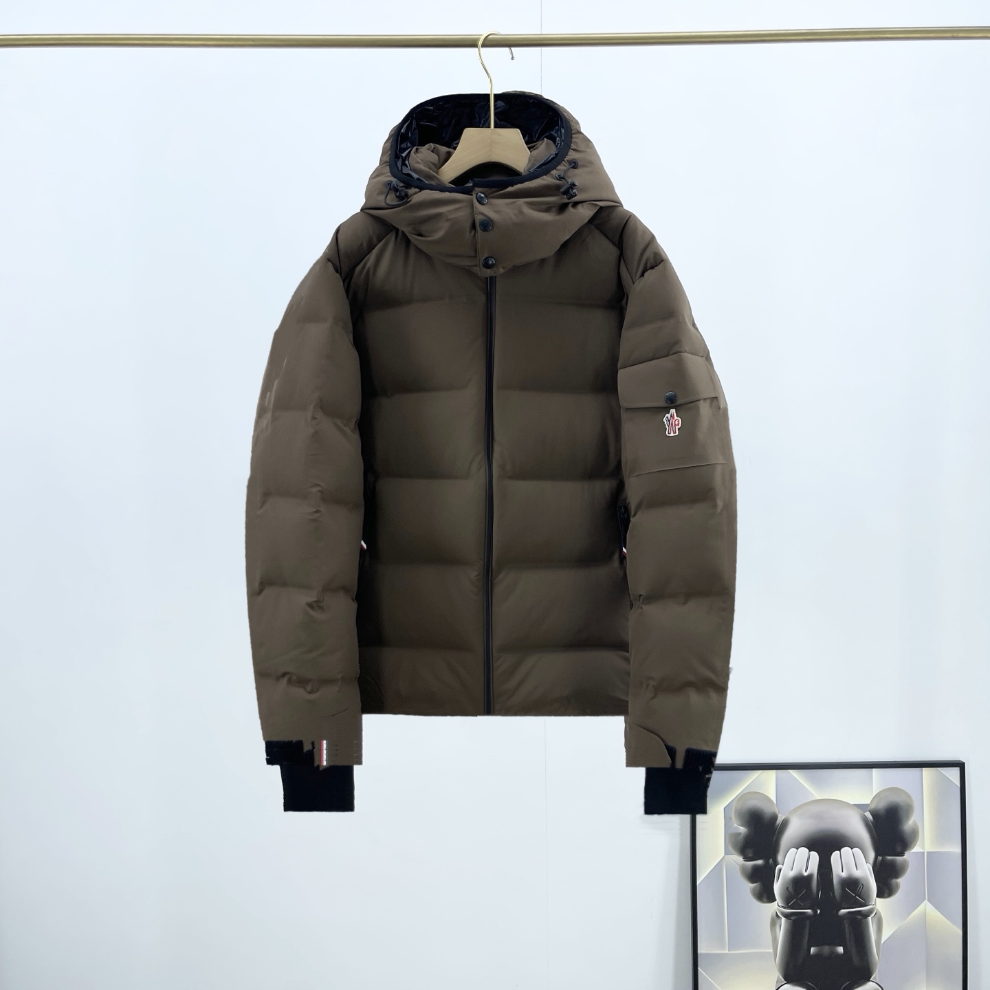 Moncler Men's Business Casual Ski Outdoor Hooded Down Jacket - Khaki