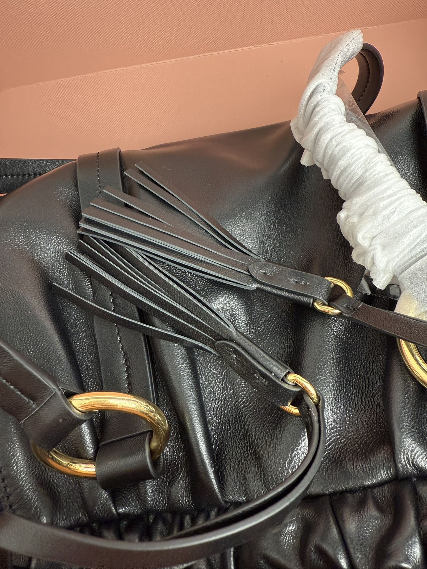 Prada 5BG306miu中古腋下饺子包 全新植柔羊皮满满 怀旧风情 搭配钢质做|日金属五金配件