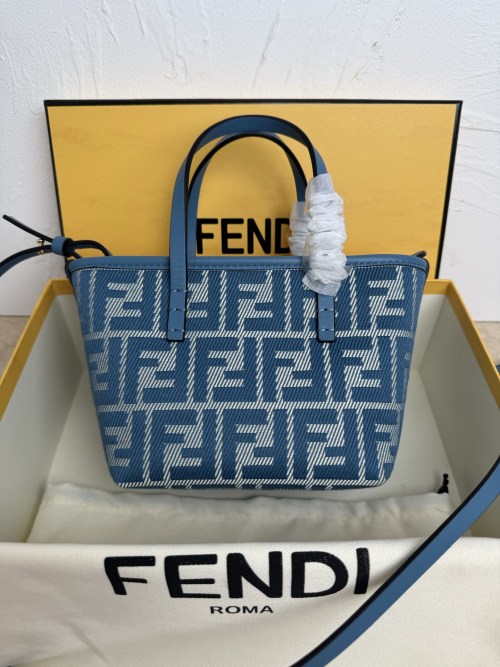Fendi Blue Flower Roll Mini Basket Bag, Calfskin Leather, Detachable Strap 1 Fendi Blue Flower Roll Mini Basket Bag, Calfskin Leather, Detachable Strap