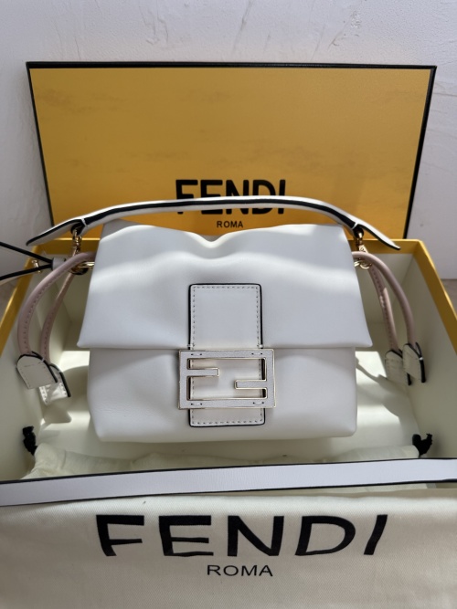 Fendi Mamma Baguette White Lambskin Leather Handbag with FF Magnetic Clasp 1 Fendi Mamma Baguette White Lambskin Leather Handbag with FF Magnetic Clasp
